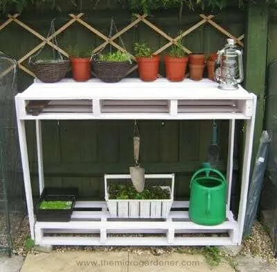 Convert a wooden pallet into a useful potting bench | The Micro Gardener