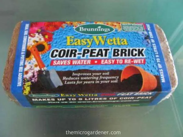 Potting Mix Recipe Ingredient: Coir peat brick - this small brick makes up 9 litres when rehydrated