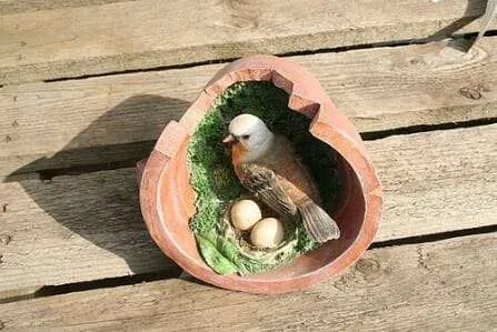 Bird's nest in flower pot garden art | The Micro Gardener