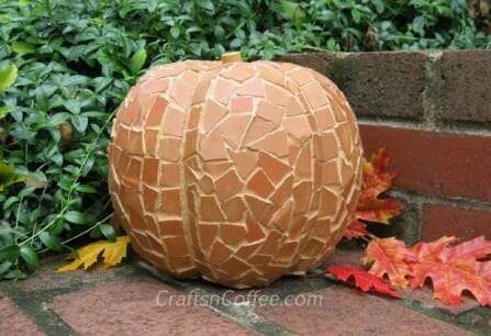Mosaic pumpkin from terracotta pot shards | The Micro Gardener
