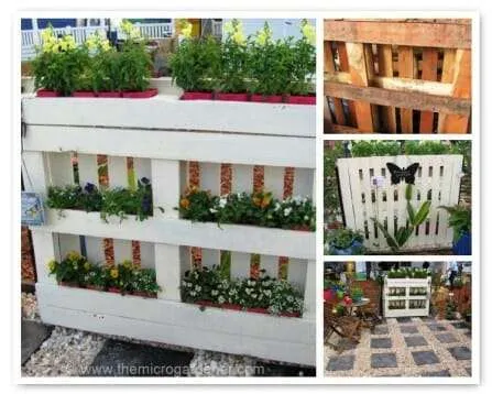 Pallet planter project - on the front are window boxes and the back, a vertical fence. | The Micro Gardener